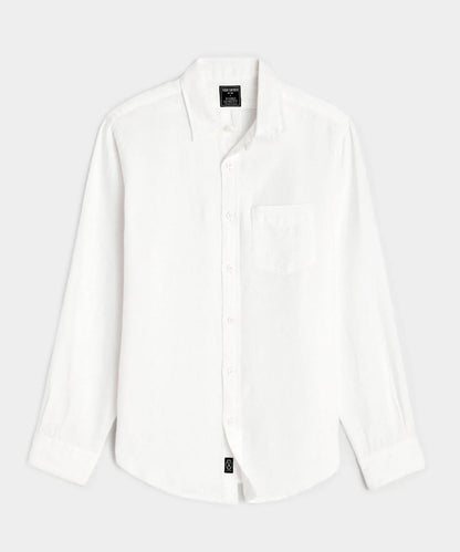 Todd Snyder Slim Sea Soft Irish Linen Point Collar Shirt in White White