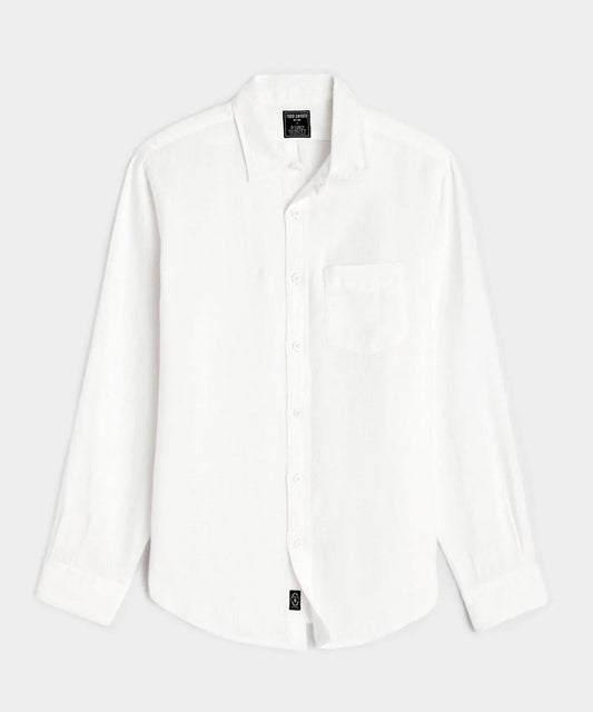 Todd Snyder Slim Sea Soft Irish Linen Point Collar Shirt in White White