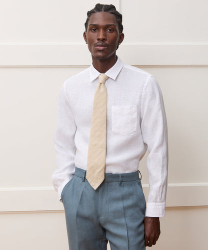 Todd Snyder Slim Sea Soft Irish Linen Point Collar Shirt in White White
