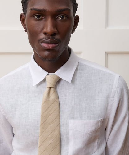 Todd Snyder Slim Sea Soft Irish Linen Point Collar Shirt in White White