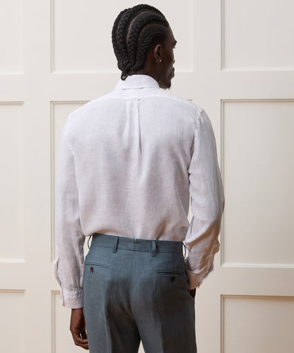 Todd Snyder Slim Sea Soft Irish Linen Point Collar Shirt in White White