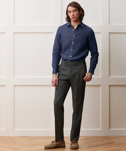 Todd Snyder Slim Sea Soft Irish Linen Point Collar Shirt in Navy Navy