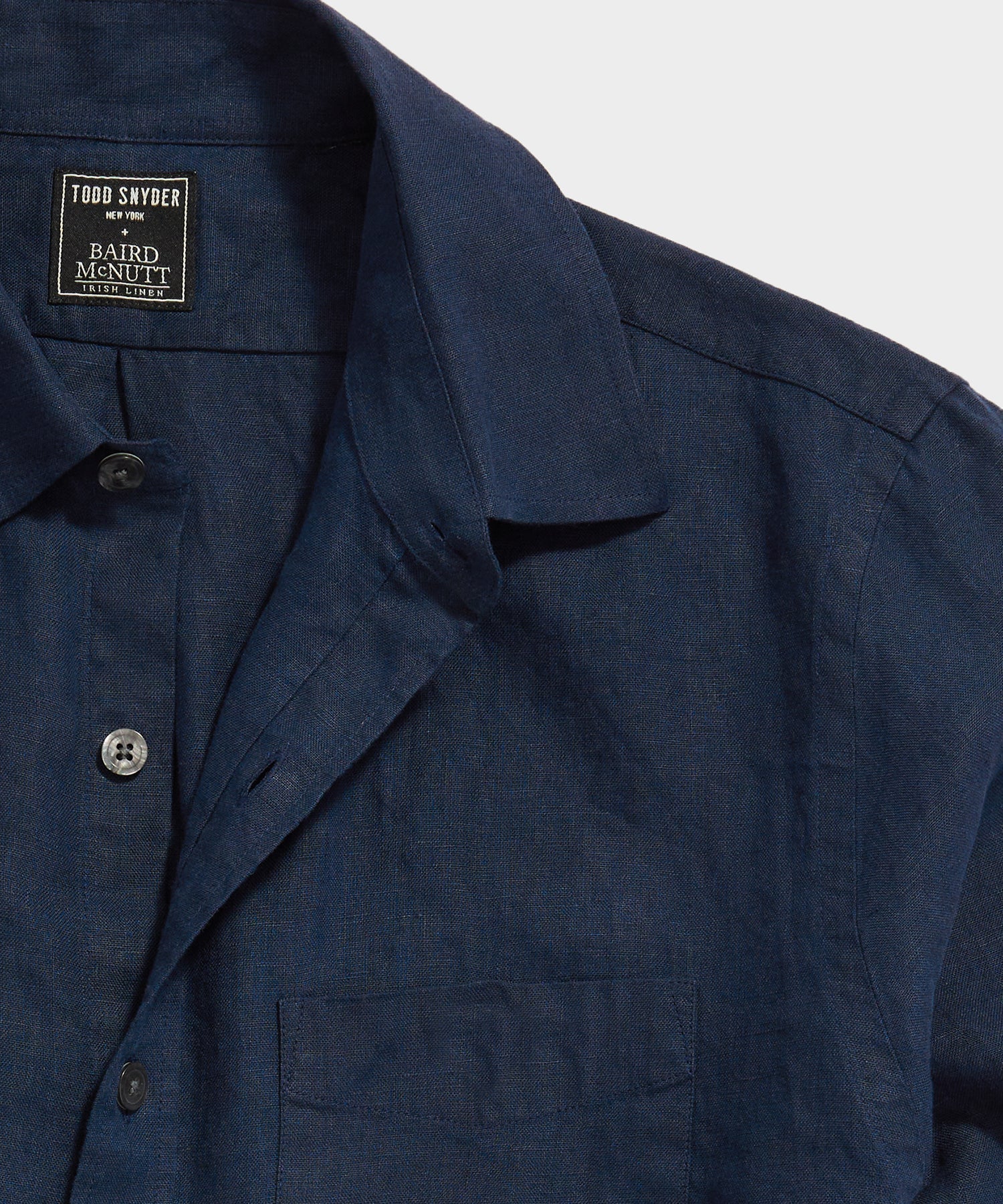 Todd Snyder Slim Sea Soft Irish Linen Point Collar Shirt in Navy Navy