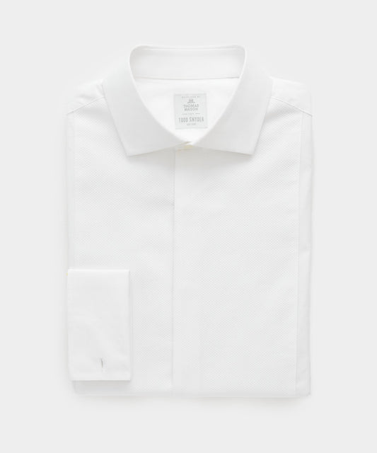 Todd Snyder Slim Fit Pique Bib Tuxedo Dress Shirt in White White