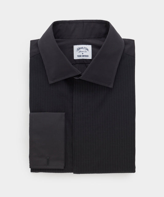 Todd Snyder Hamilton + Todd Snyder Pleated Tuxedo Shirt in Black Black