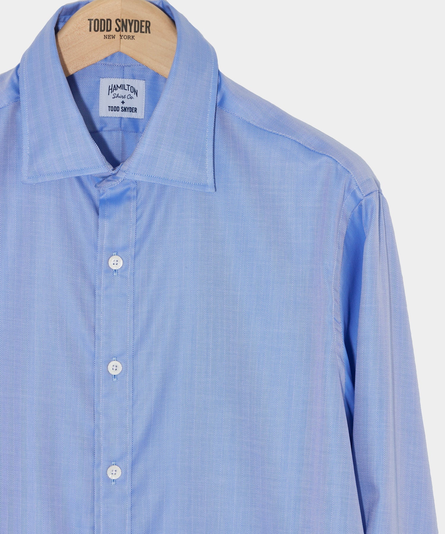 Todd Snyder Hamilton + Todd Snyder Herringbone Dress Shirt in Blue Blue