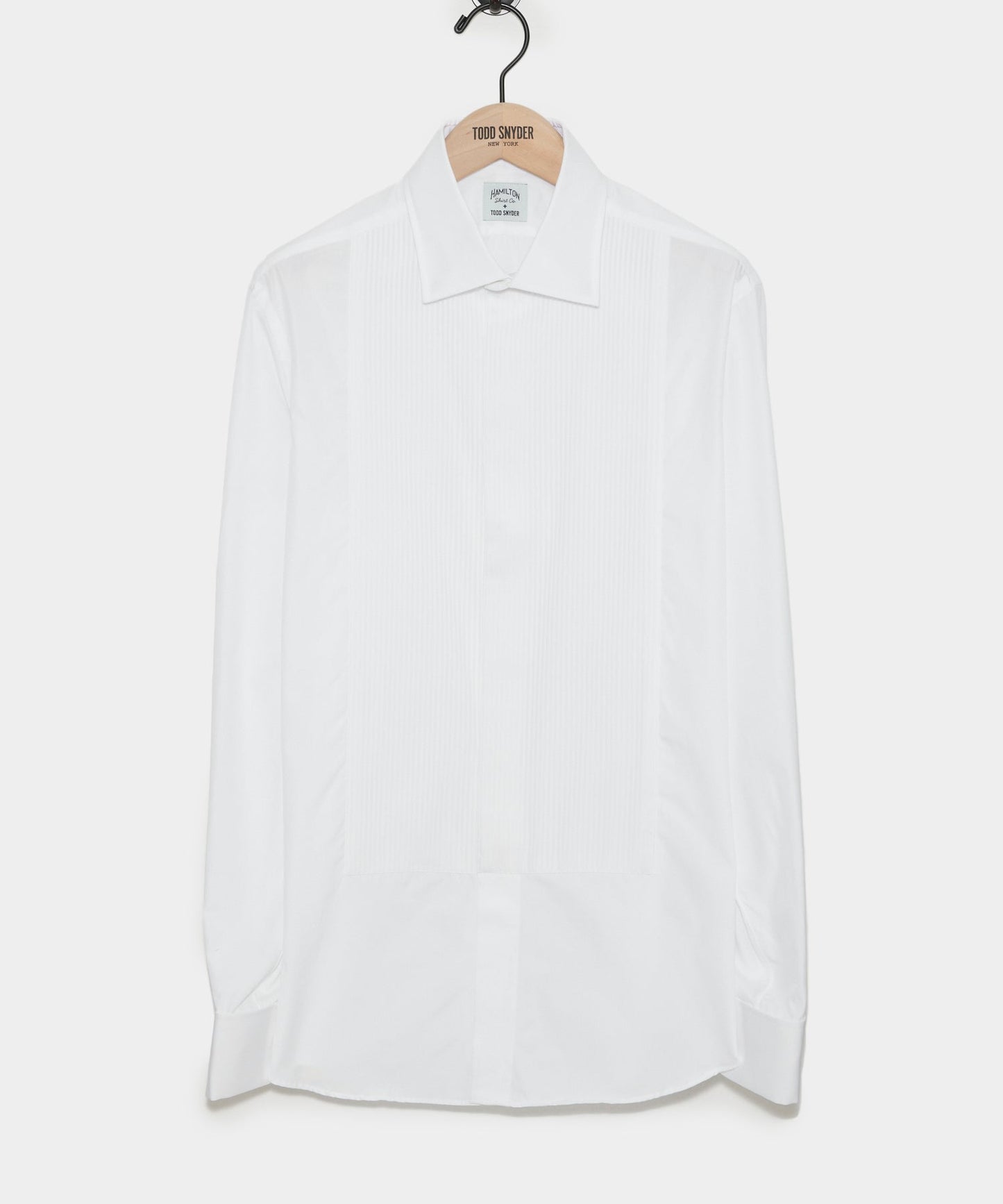 Todd Snyder Hamilton + Todd Snyder Cotton Pleated Spread Collar Tuxedo Shirt White