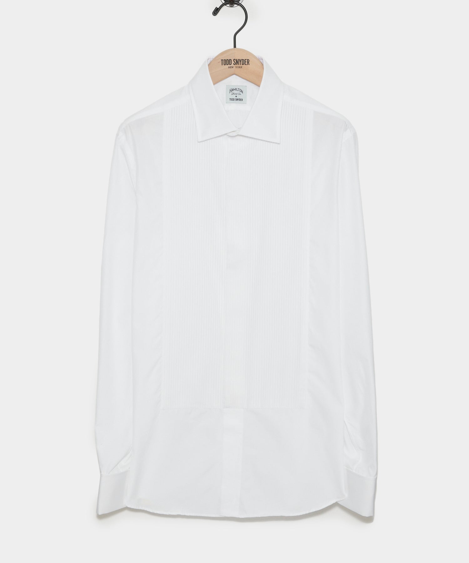 Todd Snyder Hamilton + Todd Snyder Cotton Pleated Spread Collar Tuxedo Shirt White