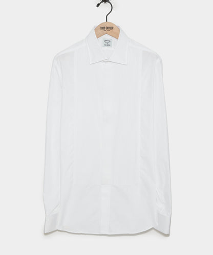 Todd Snyder Hamilton + Todd Snyder Cotton Pleated Spread Collar Tuxedo Shirt White