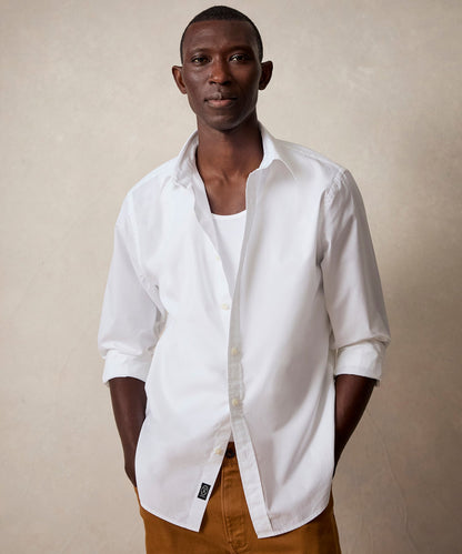 Todd Snyder Slim Fit Cotton Poplin Point Collar Shirt in White White