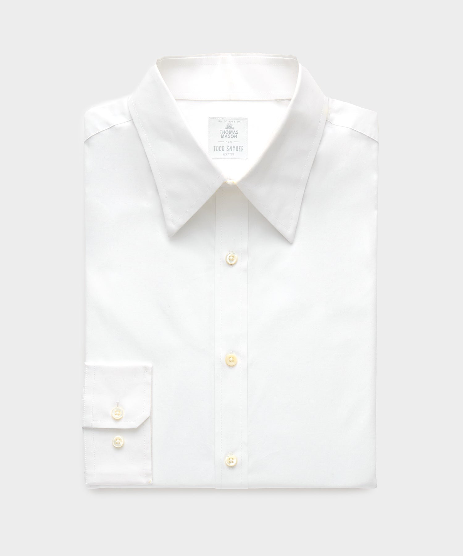 Todd Snyder Slim Fit Cotton Poplin Long Point Collar Dress Shirt in White White