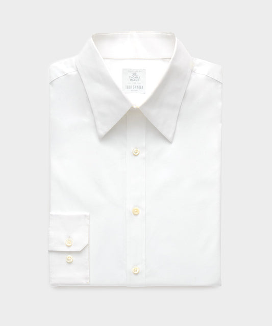 Todd Snyder Slim Fit Cotton Poplin Long Point Collar Dress Shirt in White White