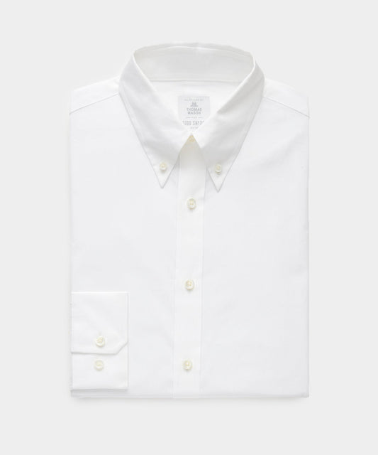 Todd Snyder Slim Fit Cotton Poplin Button-Down Collar Dress Shirt in White White