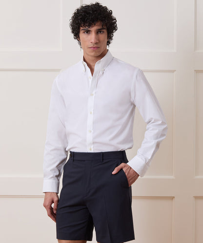 Todd Snyder Slim Fit Cotton Poplin Button-Down Collar Dress Shirt in White White