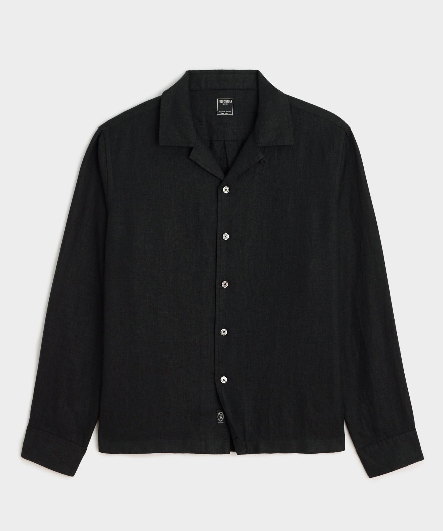Todd Snyder Cropped Sea Soft Irish Linen Camp Collar Shirt in Black Black
