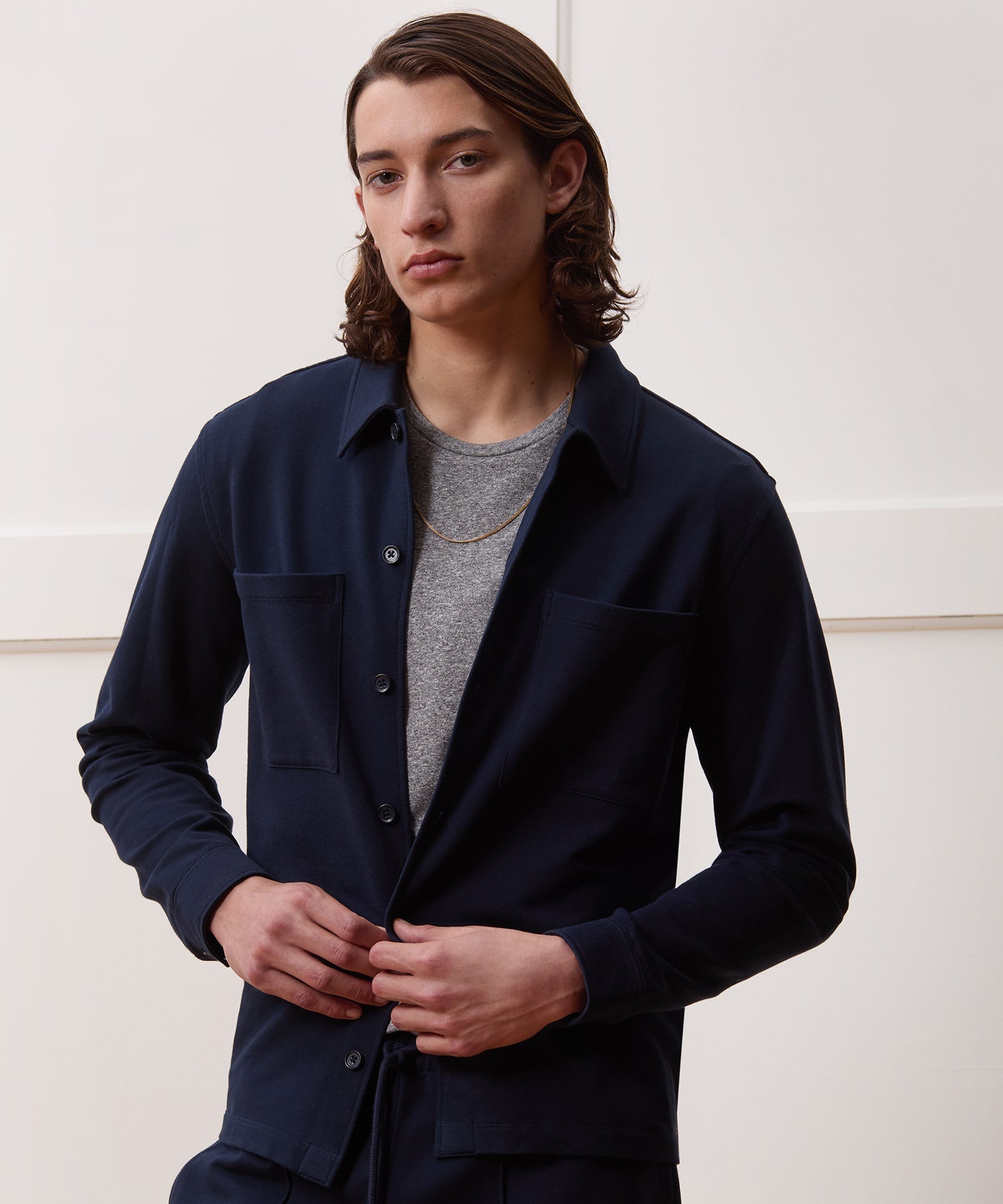 Todd Snyder Travel Terry Shirt in Navy Navy