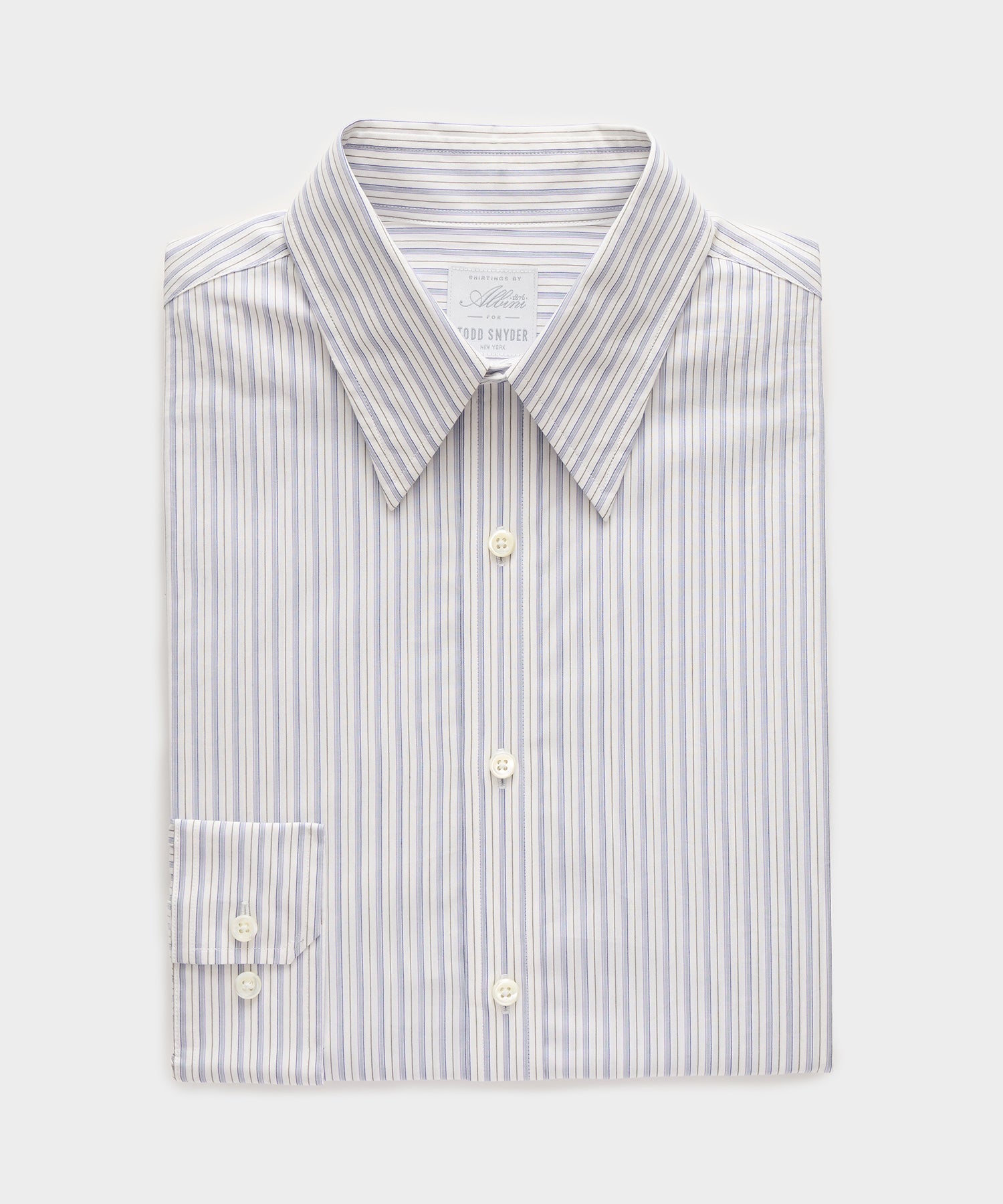 Todd Snyder Long Point Collar Dress Shirt in Blue Stripe Blue