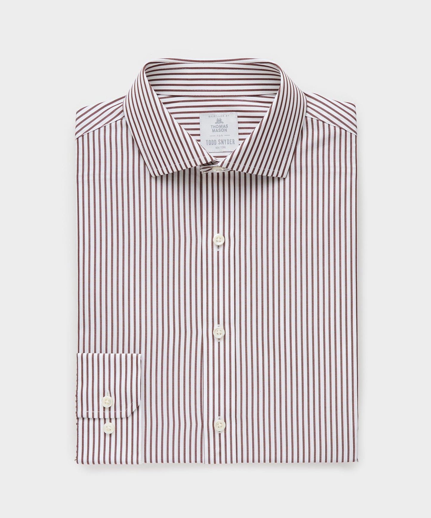 Todd Snyder End-on-End Poplin Dress Shirt in Brown Stripe Brown
