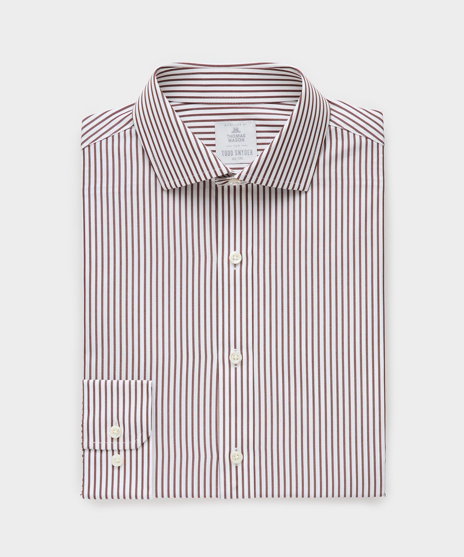 Todd Snyder End-on-End Poplin Dress Shirt in Brown Stripe Brown