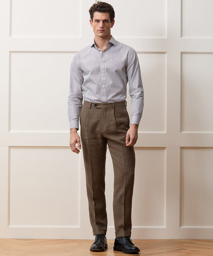Todd Snyder End-on-End Poplin Dress Shirt in Brown Stripe Brown