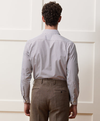 Todd Snyder End-on-End Poplin Dress Shirt in Brown Stripe Brown