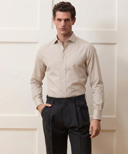 Todd Snyder End-on-End Poplin Dress Shirt in Khaki Khaki