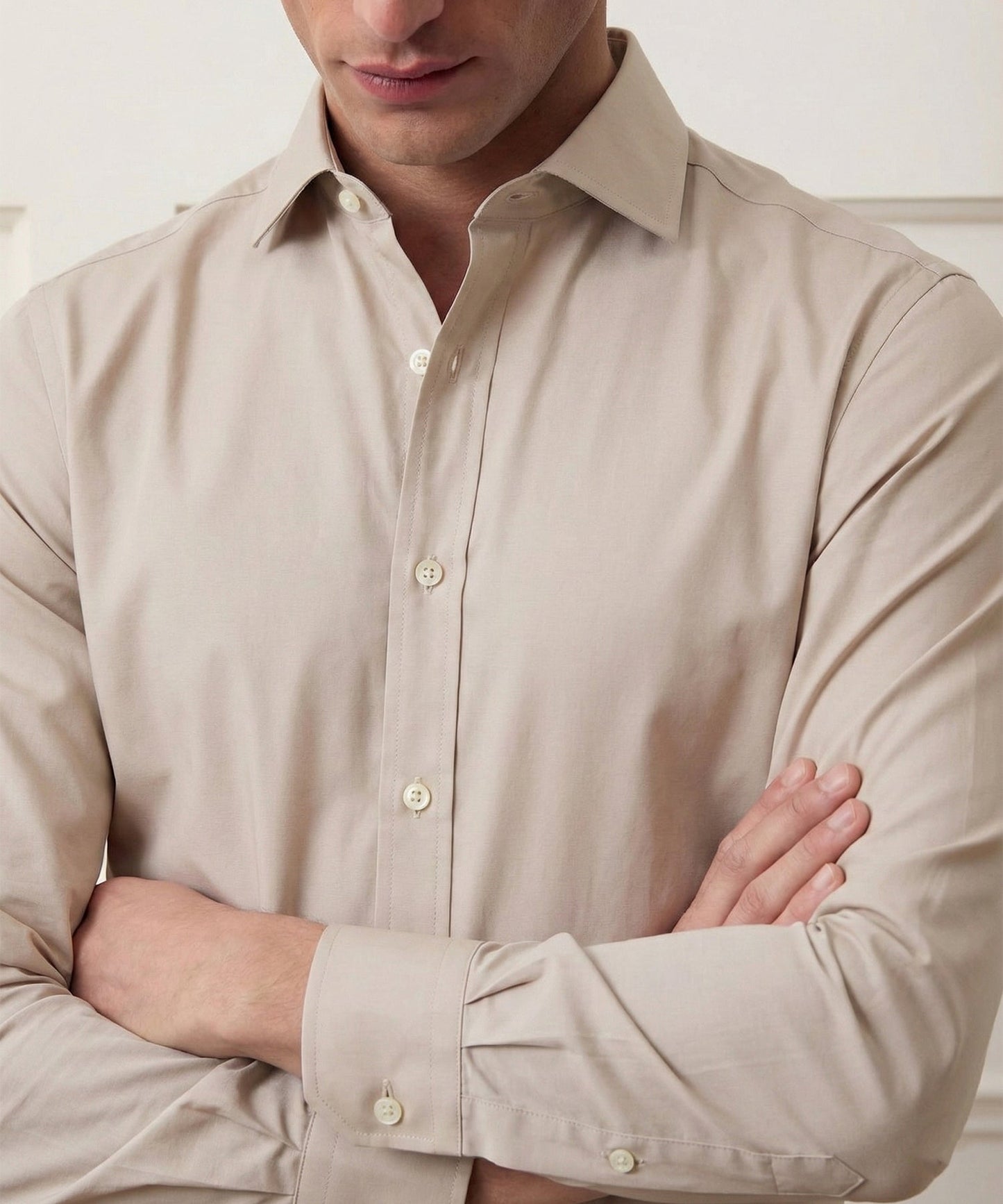 Todd Snyder End-on-End Poplin Dress Shirt in Khaki Khaki