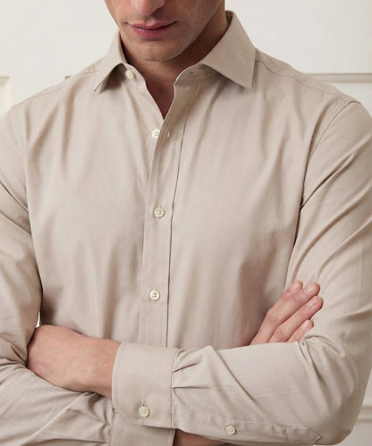 Todd Snyder End-on-End Poplin Dress Shirt in Khaki Khaki