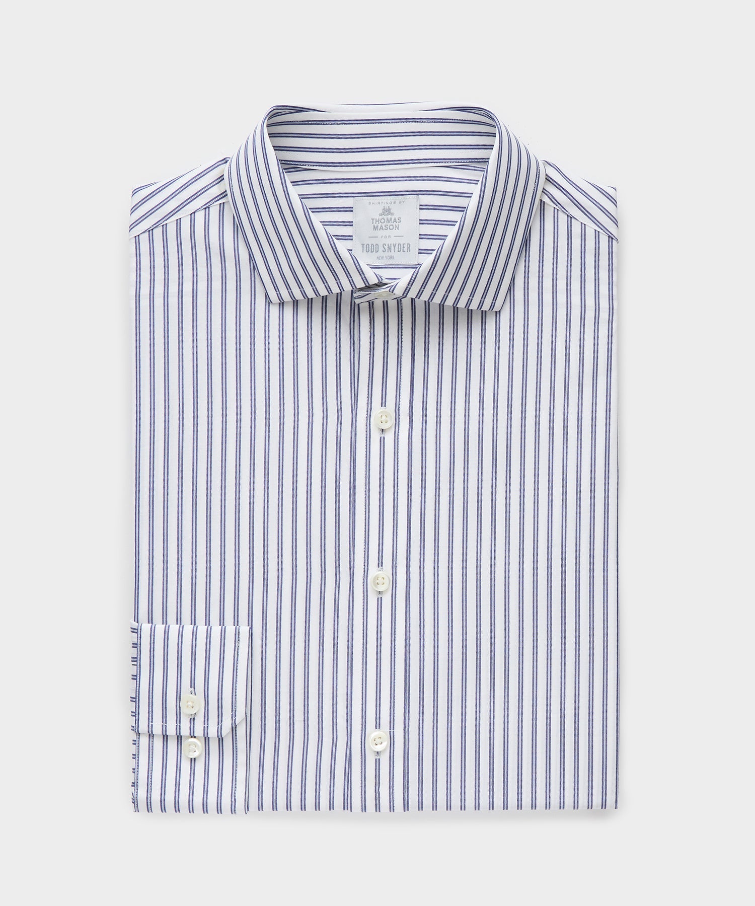 Todd Snyder End-on-End Poplin Dress Shirt in Blue Stripe Blue University Stripe