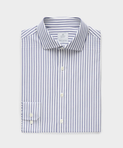 Todd Snyder End-on-End Poplin Dress Shirt in Blue Stripe Blue University Stripe