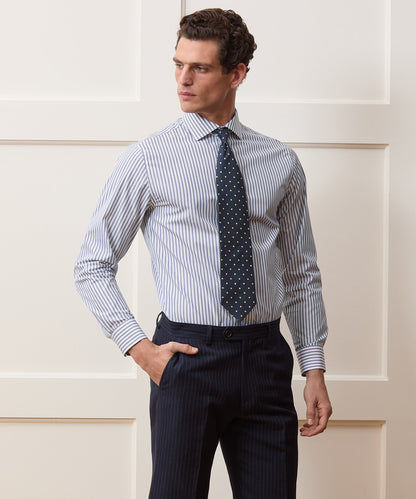 Todd Snyder End-on-End Poplin Dress Shirt in Blue Stripe Blue University Stripe