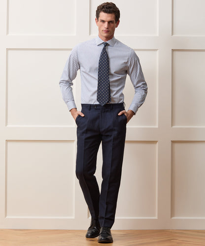 Todd Snyder End-on-End Poplin Dress Shirt in Blue Stripe Blue University Stripe