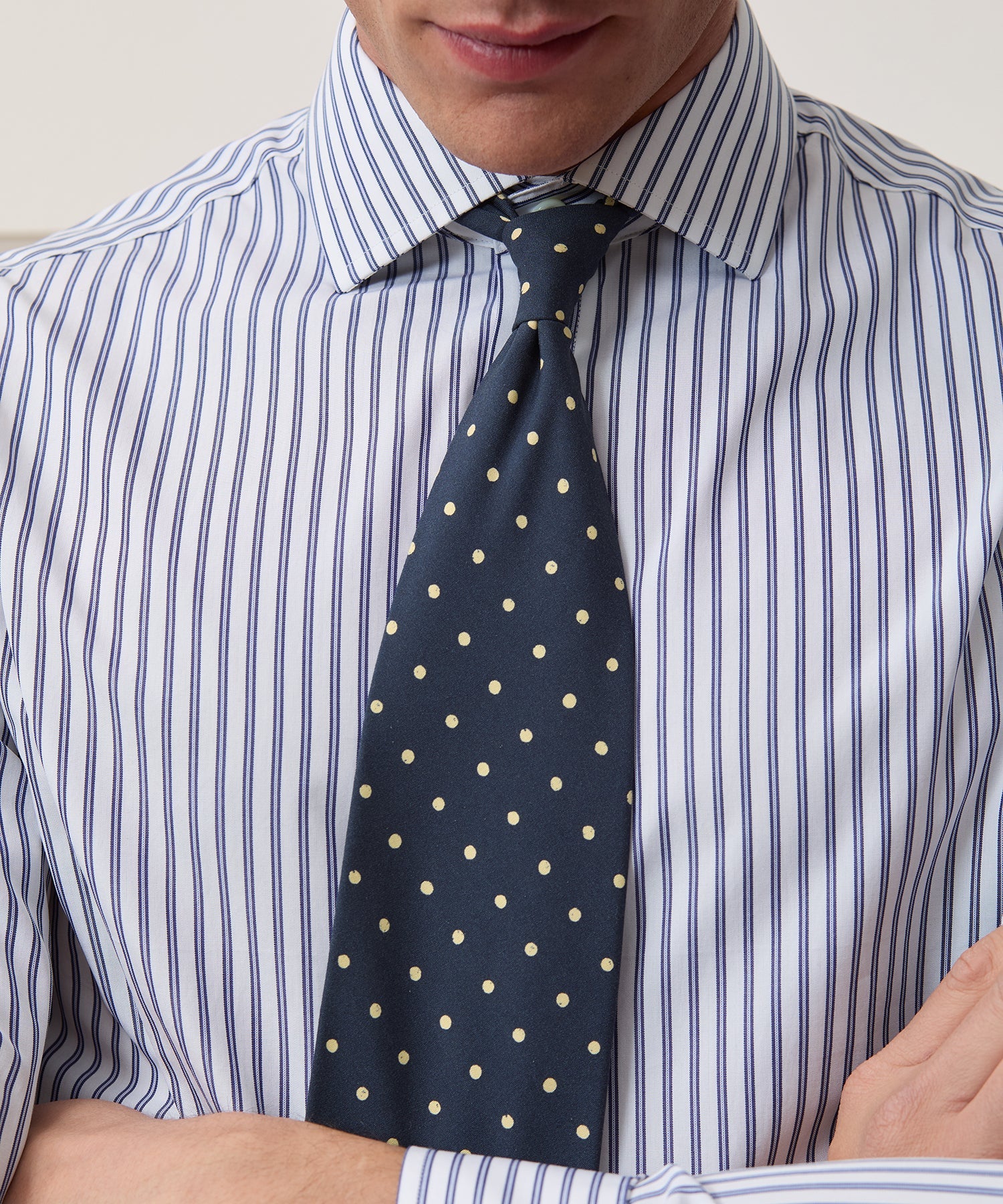 Todd Snyder End-on-End Poplin Dress Shirt in Blue Stripe Blue University Stripe