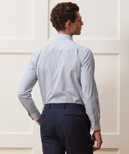 Todd Snyder End-on-End Poplin Dress Shirt in Blue Stripe Blue University Stripe