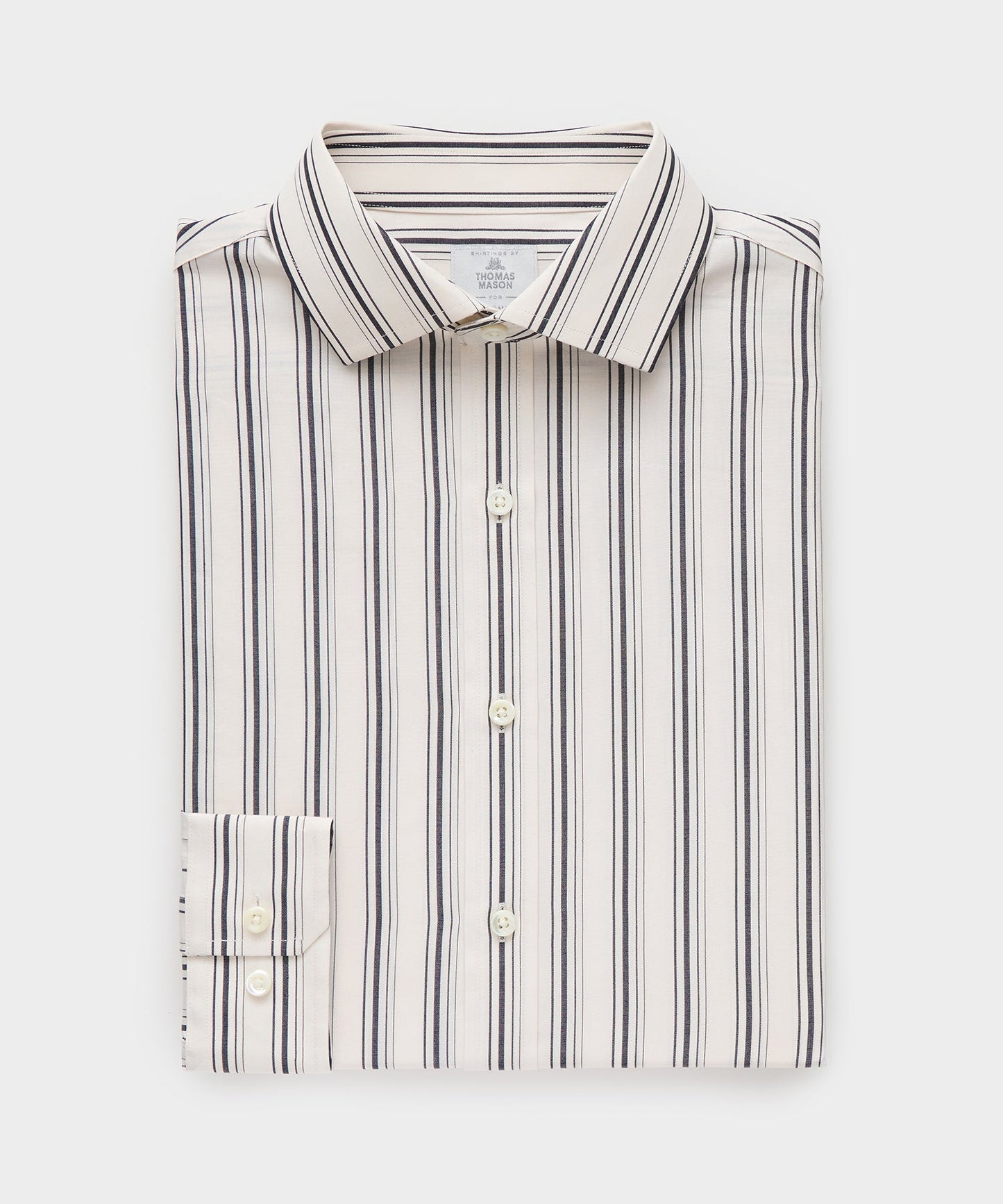 Todd Snyder End-on-End Poplin Dress Shirt in Beige Stripe Beige