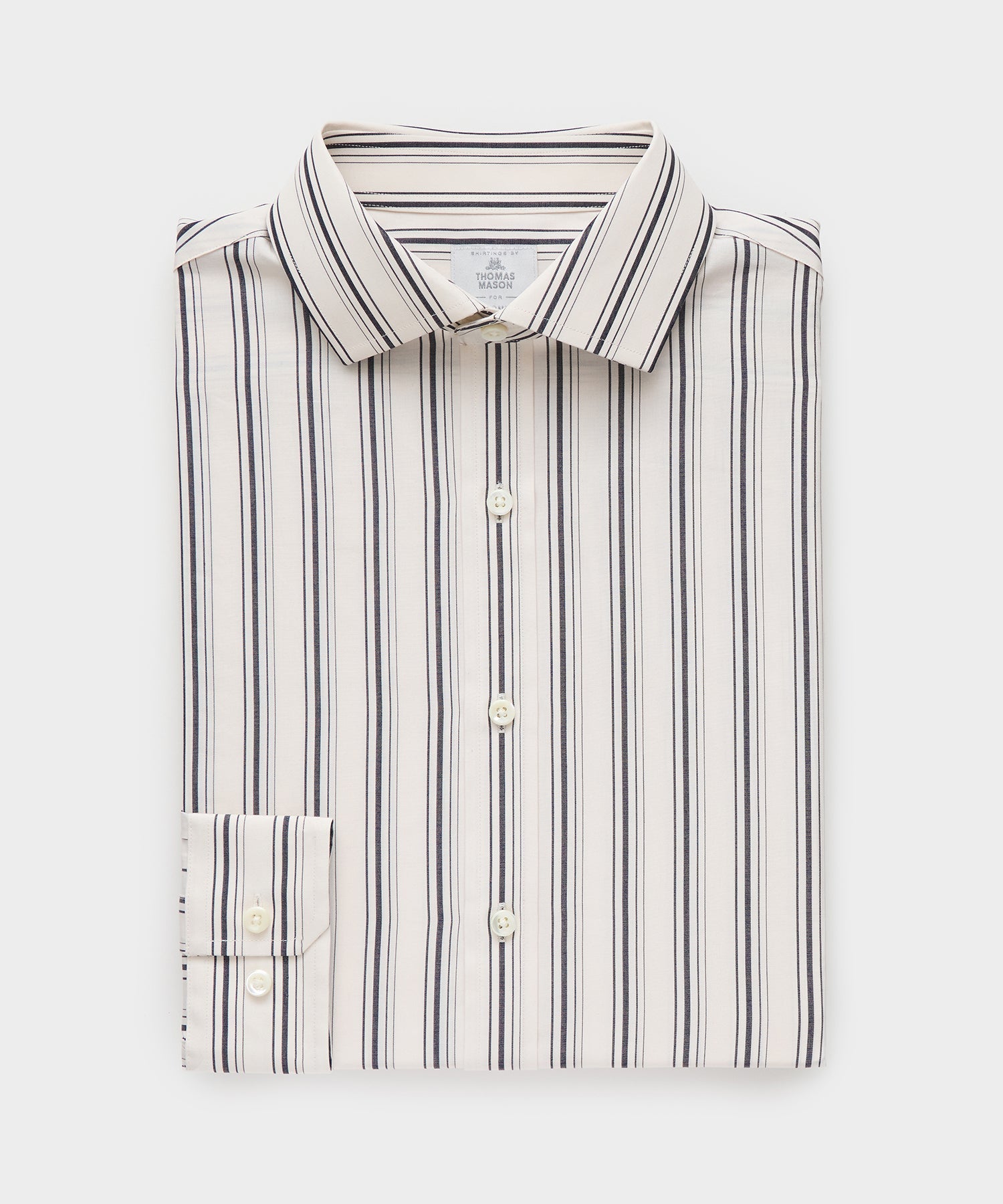 Todd Snyder End-on-End Poplin Dress Shirt in Beige Stripe Beige