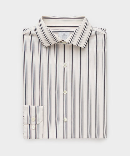 Todd Snyder End-on-End Poplin Dress Shirt in Beige Stripe Beige