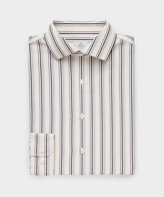 Todd Snyder End-on-End Poplin Dress Shirt in Beige Stripe Beige