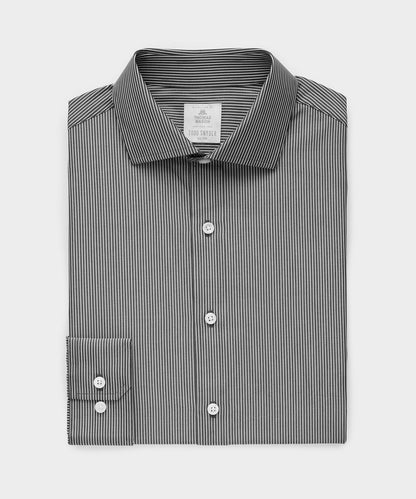 Todd Snyder End-on-End Poplin Dress Shirt in Black Stripe Black
