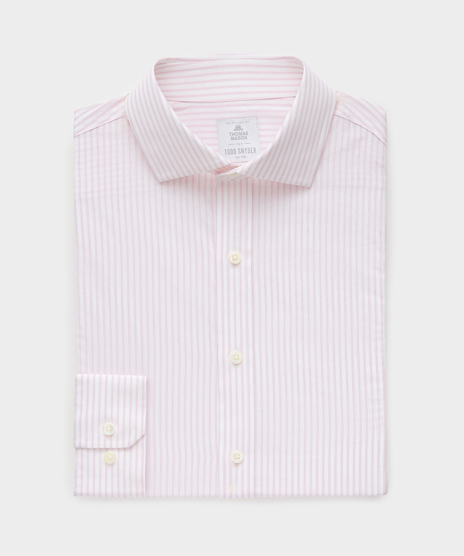 Todd Snyder End-on-End Poplin Dress Shirt in Pink Stripe Pink