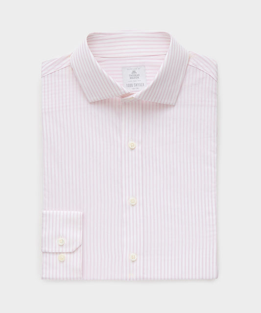 Todd Snyder End-on-End Poplin Dress Shirt in Pink Stripe Pink