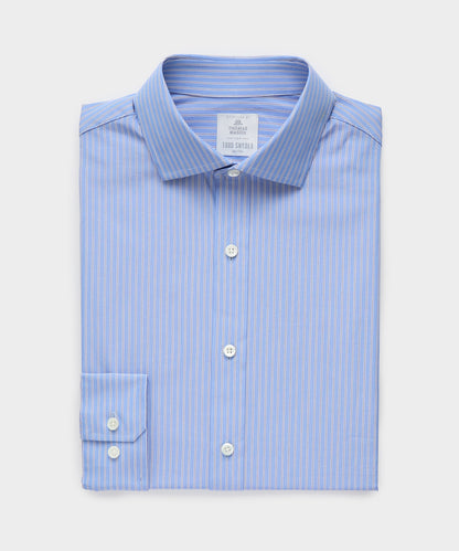 Todd Snyder End-on-End Poplin Dress Shirt in Blue Stripe Blue Ticking Stripe