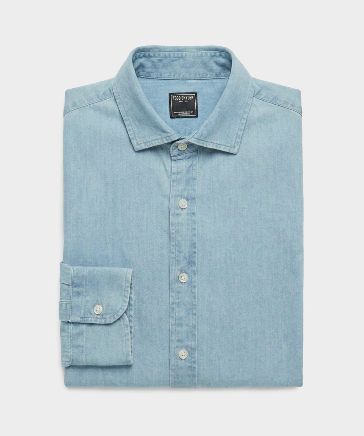 Todd Snyder Chambray Spread Collar Dress Shirt Light Indigo