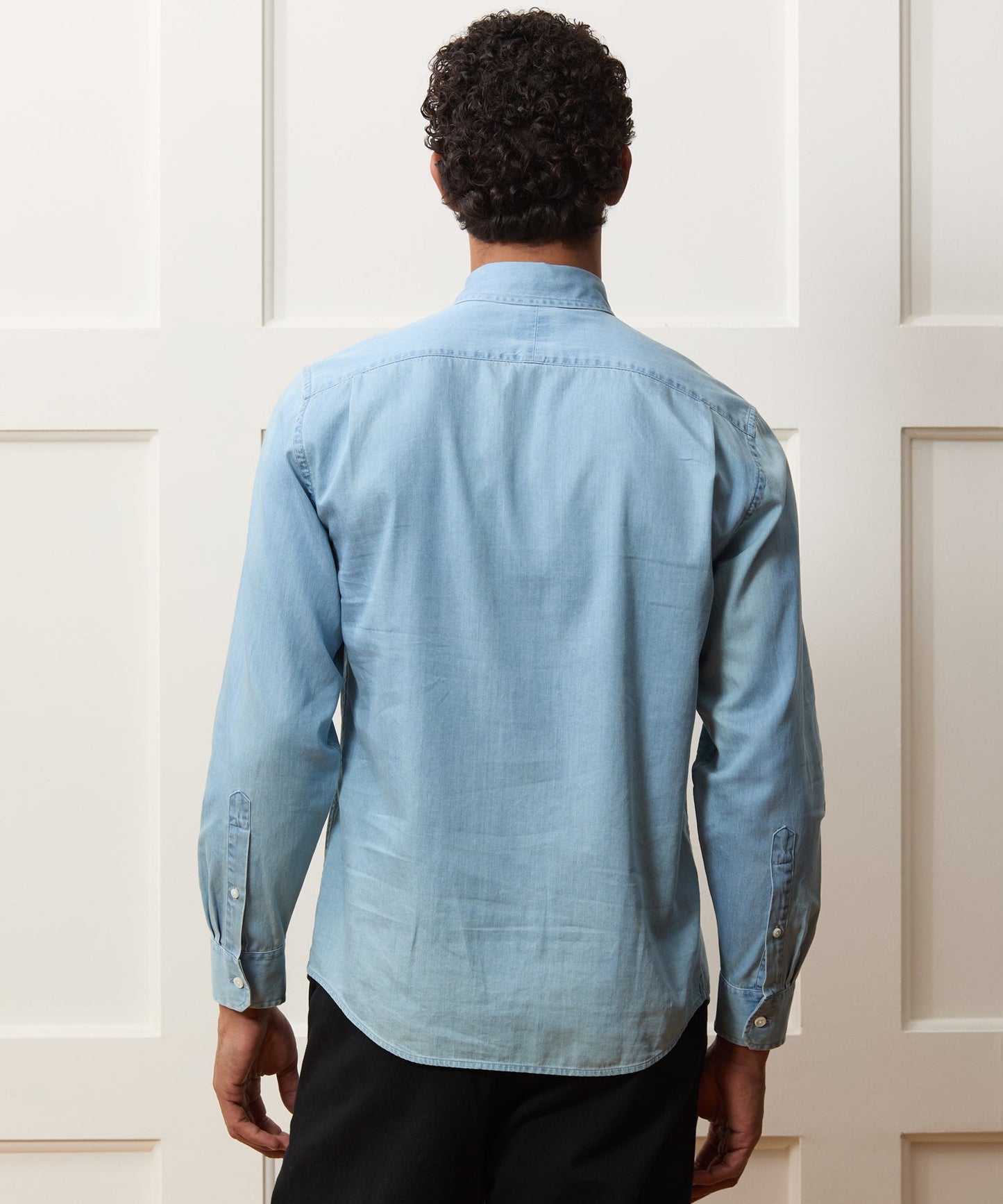 Todd Snyder Chambray Spread Collar Dress Shirt Light Indigo