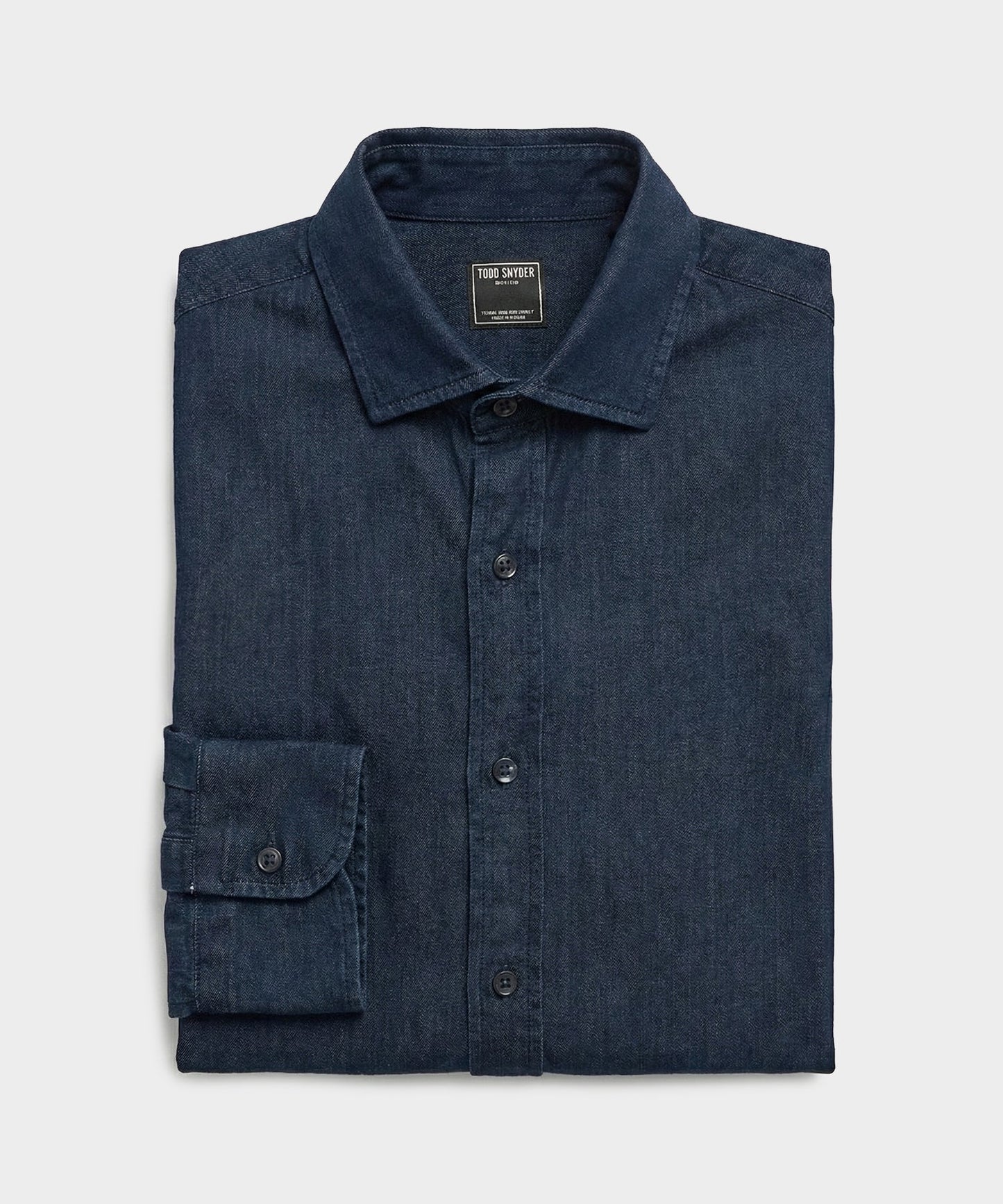 Todd Snyder Chambray Spread Collar Dress Shirt Dark Indigo