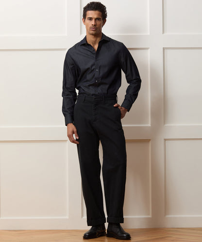 Todd Snyder Chambray Spread Collar Dress Shirt Dark Indigo