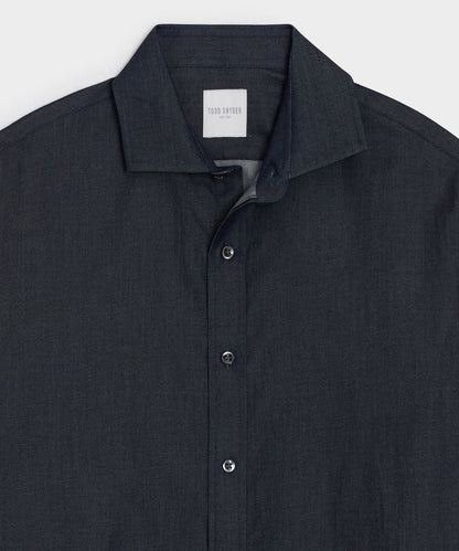 Todd Snyder Chambray Spread Collar Dress Shirt Dark Indigo