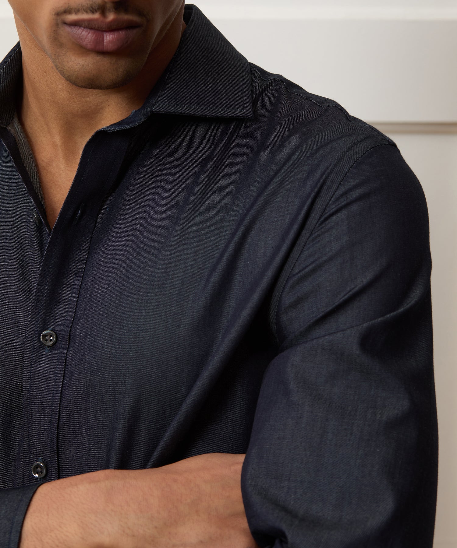 Todd Snyder Chambray Spread Collar Dress Shirt Dark Indigo