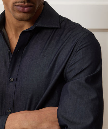 Todd Snyder Chambray Spread Collar Dress Shirt Dark Indigo