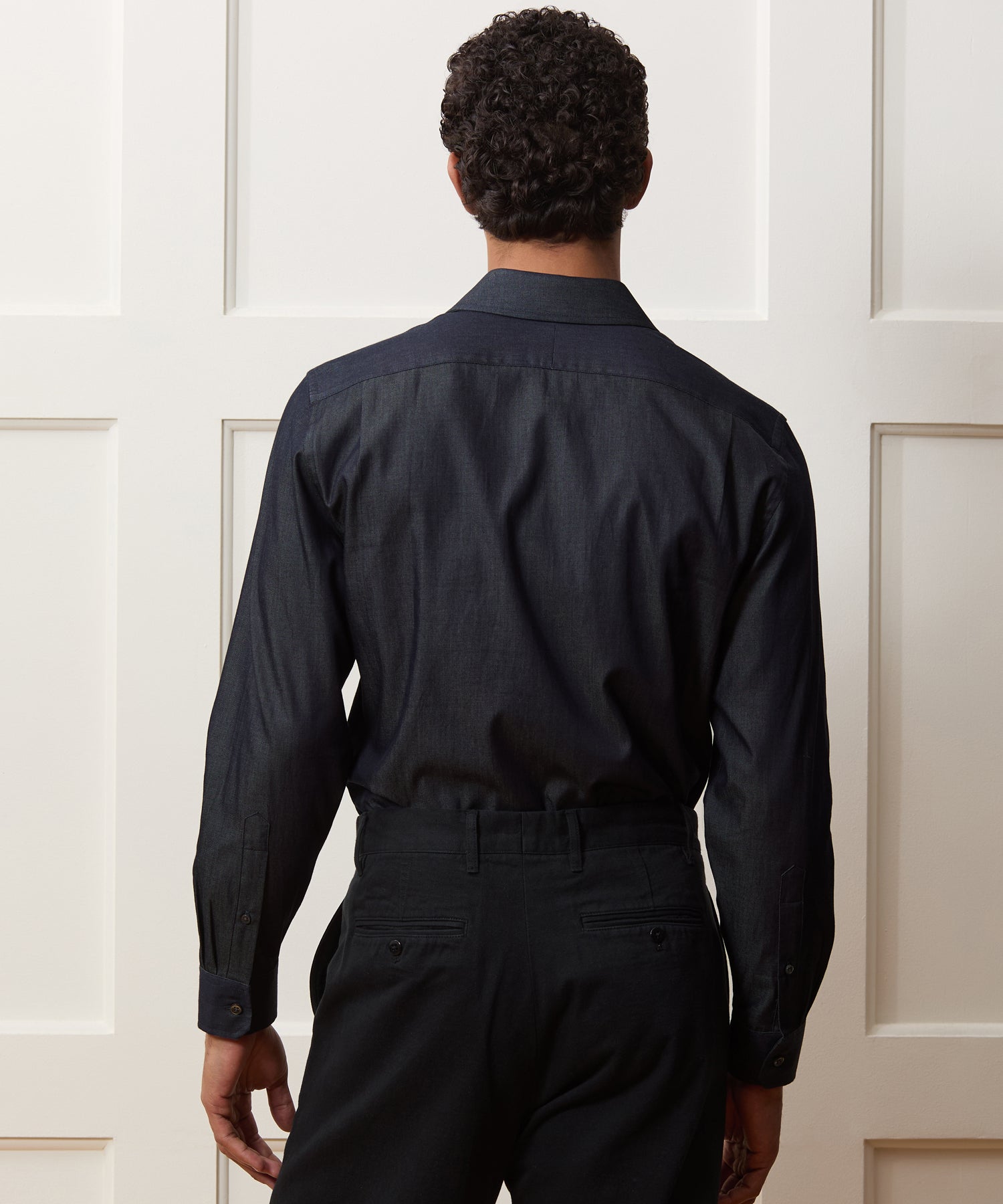 Todd Snyder Chambray Spread Collar Dress Shirt Dark Indigo